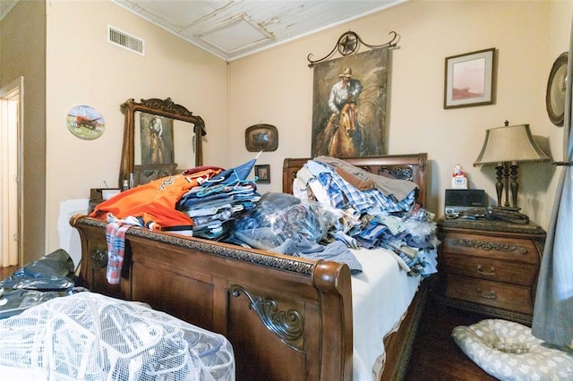 203 Grover St, Ellinger, TX 78938 - bedroom with attic access and crown molding
