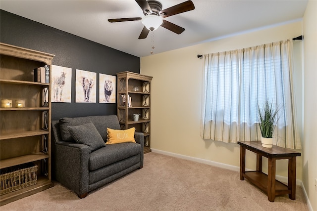 18708 Moreto Loop, Pflugerville, TX 78660 - living area featuring ceiling fan and carpet floors