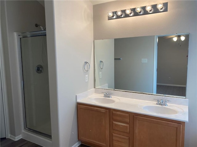 2700 Saddle Blanket Pl, Leander, TX 78641 - full bath with a shower with shower door and double vanity