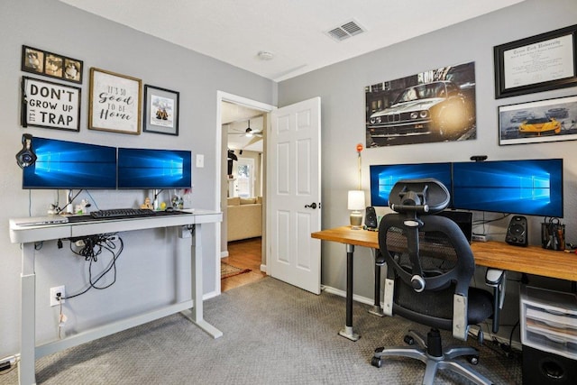 9100 Bill Hickcock Pass, Austin, TX 78748 - carpeted office featuring a ceiling fan and baseboards