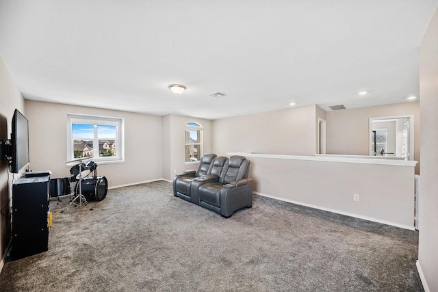 1805 Bogata Ln, Leander, TX 78641 - living area with carpet flooring and recessed lighting