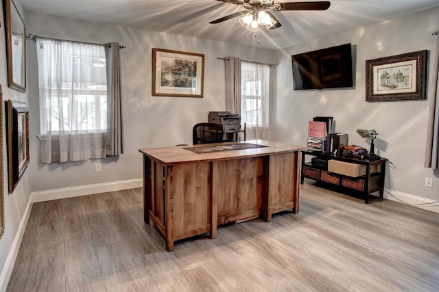 569 Mcallister Rd, Bastrop, TX 78602 - office featuring light wood finished floors and ceiling fan