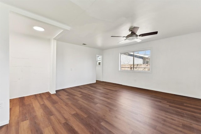 3810 Leafield Dr, Austin, TX 78749 - empty room featuring wood finished floors and a ceiling fan