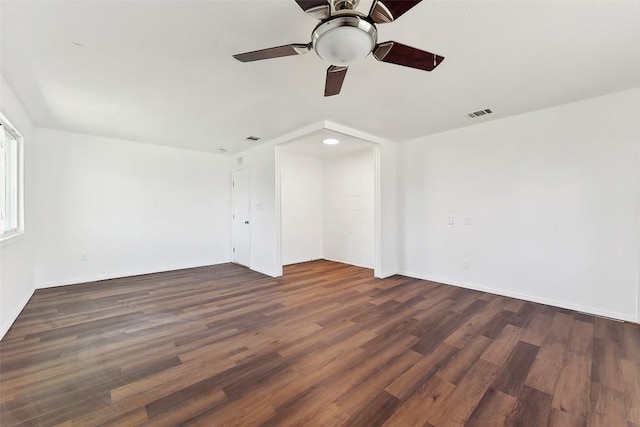 3810 Leafield Dr, Austin, TX 78749 - empty room with dark wood-type flooring and a ceiling fan