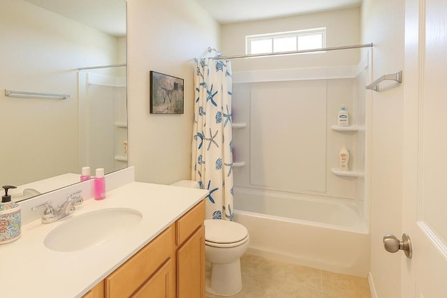 16021 Remington Reserve Way, Austin, TX 78728 - full bath featuring tile patterned flooring, vanity, and shower / bathtub combination with curtain