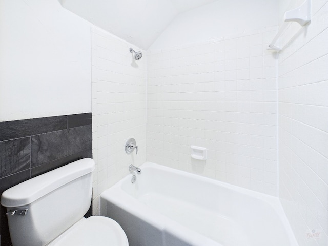 1501 Barton Springs Rd Unit 222, Austin, TX 78704 - full bath featuring shower / bath combination, lofted ceiling, and tile walls
