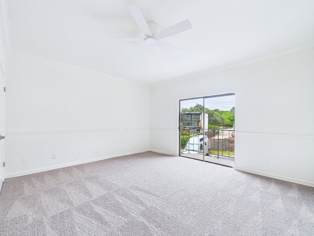 1501 Barton Springs Rd Unit 222, Austin, TX 78704 - empty room featuring carpet floors, ornamental molding, and a ceiling fan