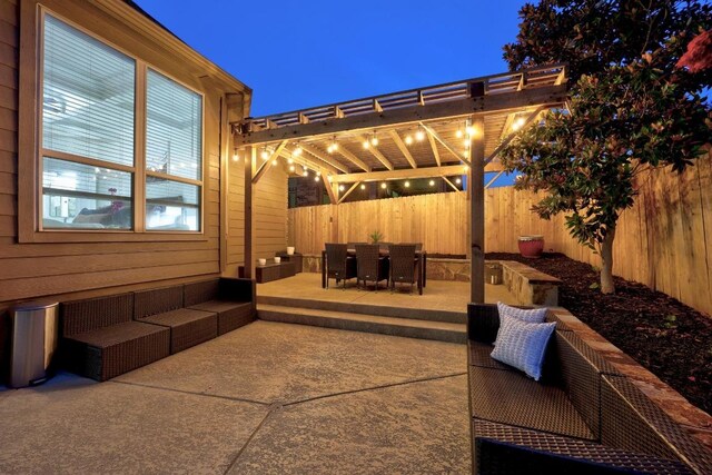 100 Crystal Cv, Round Rock, TX 78664 - fenced backyard with outdoor dining space, a patio area, and a pergola