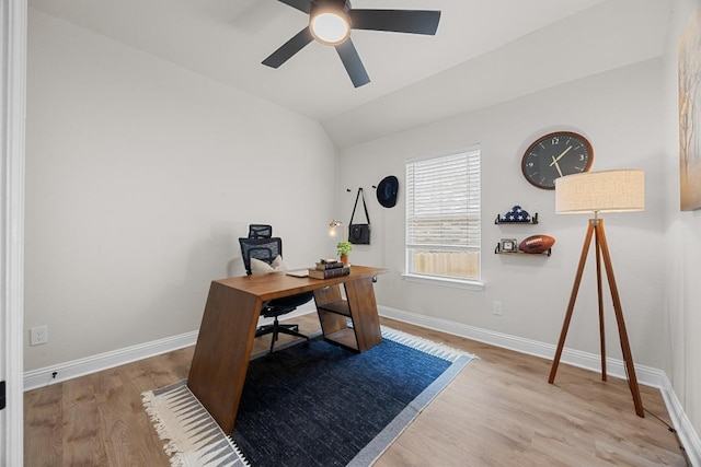 100 Crystal Cv, Round Rock, TX 78664 - office space with wood finished floors, ceiling fan, and lofted ceiling