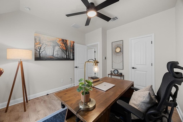 100 Crystal Cv, Round Rock, TX 78664 - office space featuring a ceiling fan and wood finished floors
