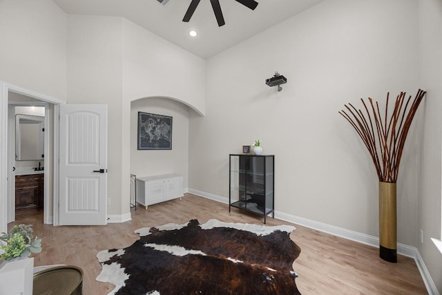100 Crystal Cv, Round Rock, TX 78664 - living area featuring high vaulted ceiling, ceiling fan, and light wood-type flooring