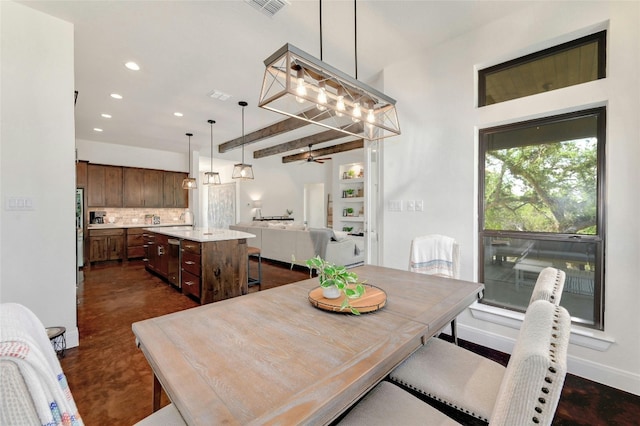 2471 George Pass, Canyon Lake, TX 78133 - dining space featuring recessed lighting, a ceiling fan, and concrete floors