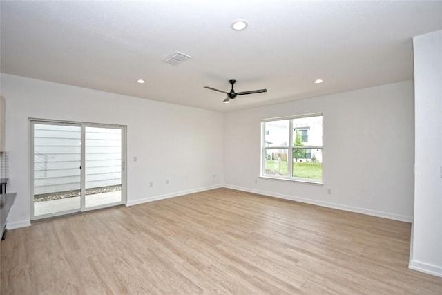 7601 Cooper Ln Unit 25, Austin, TX 78745 - unfurnished room with ceiling fan, light wood-type flooring, and recessed lighting