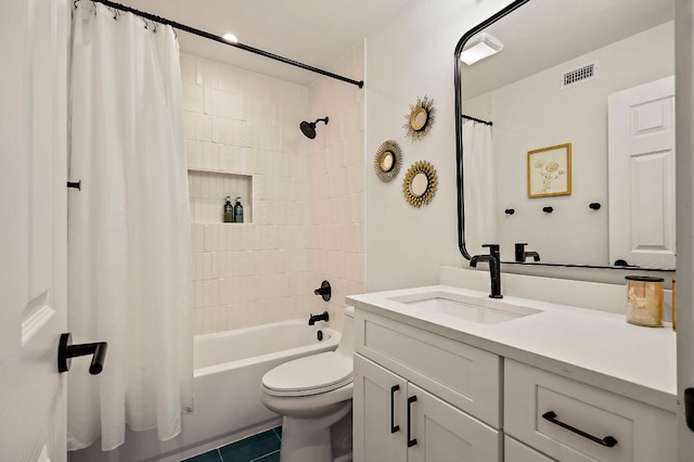1206 Hollow Creek Dr Unit 3, Austin, TX 78704 - bathroom with vanity, shower / tub combo with curtain, and tile patterned floors