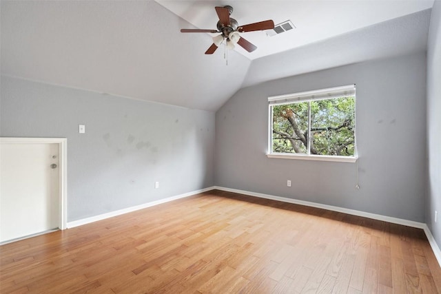 908 Golden Palomino Ct, Austin, TX 78732 - additional living space with a ceiling fan, light wood-style floors, and lofted ceiling