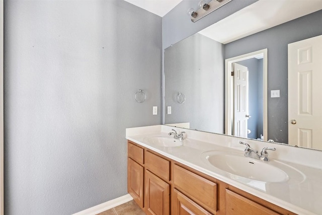 908 Golden Palomino Ct, Austin, TX 78732 - bathroom with double vanity and tile patterned flooring