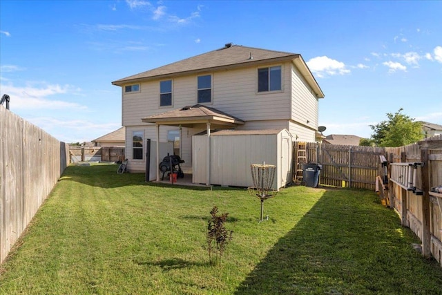 212 Plata Ln, Jarrell, TX 76537 - rear view of property with a shed and a fenced backyard