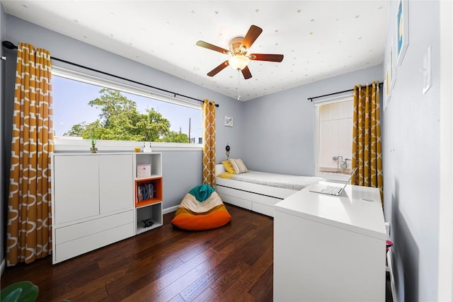 1703 Duke Ave, Austin, TX 78757 - bedroom with dark wood-type flooring and a ceiling fan
