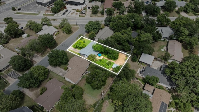 1703 Duke Ave, Austin, TX 78757 - aerial view of property and surrounding area featuring nearby suburban area and property parcel outlined