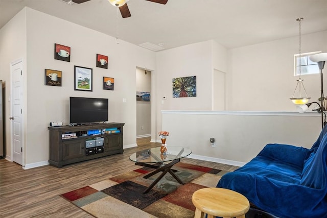 2302 Dillon Pond Ln Unit A, Pflugerville, TX 78660 - living area featuring ceiling fan and wood finished floors
