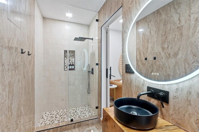 4808 Ranch Rd Unit 2222, Austin, TX 78731 - bathroom with a tile shower and vanity