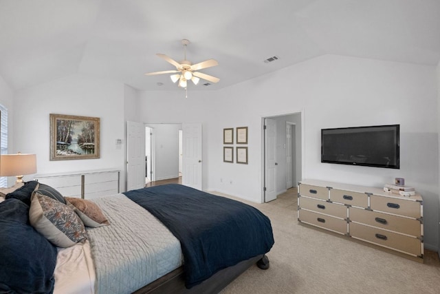 2308 Windswept Dr, Austin, TX 78738 - bedroom with vaulted ceiling, carpet, and ceiling fan