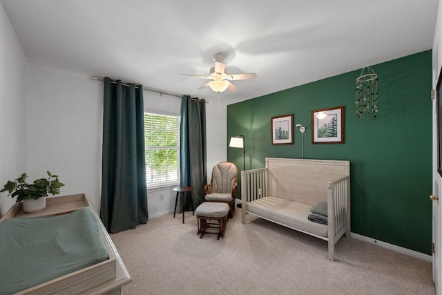 2308 Windswept Dr, Austin, TX 78738 - bedroom featuring carpet flooring, a crib, and ceiling fan
