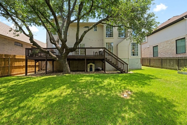 2308 Windswept Dr, Austin, TX 78738 - rear view of house featuring stairs, a fenced backyard, and a wooden deck