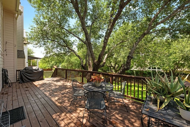 2308 Windswept Dr, Austin, TX 78738 - wooden terrace with outdoor dining area and grilling area