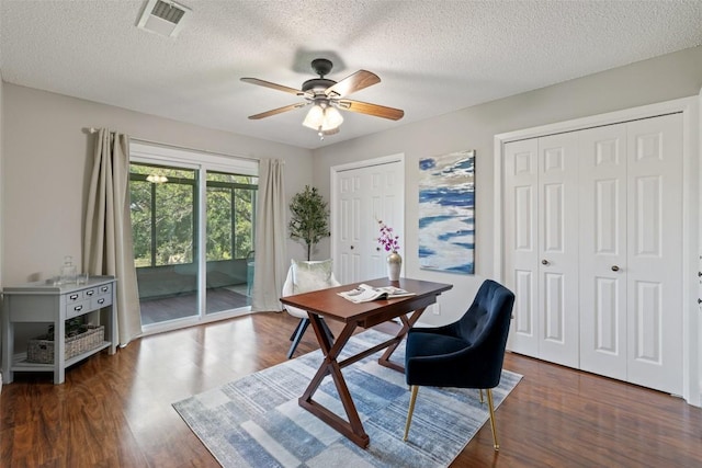 100 Lido Cir Unit B-1, Lakeway, TX 78734 - office space with dark wood-style floors, ceiling fan, and a textured ceiling