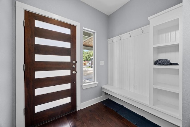 312 Delmar Ave Unit B, Austin, TX 78752 - mudroom with dark wood-style floors and built in shelves