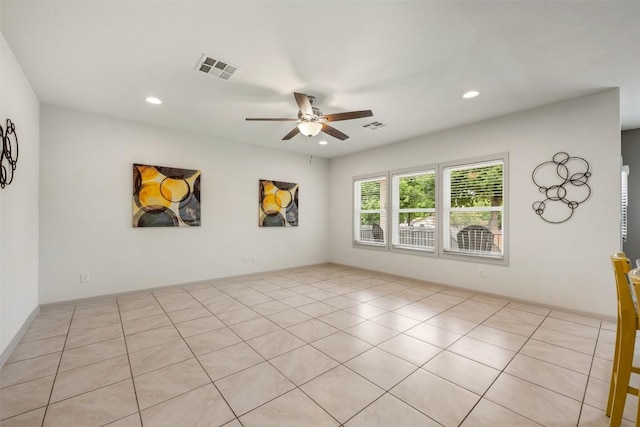 1116 La Conterra Blvd, Georgetown, TX 78626 - spare room featuring ceiling fan, recessed lighting, and light tile patterned floors