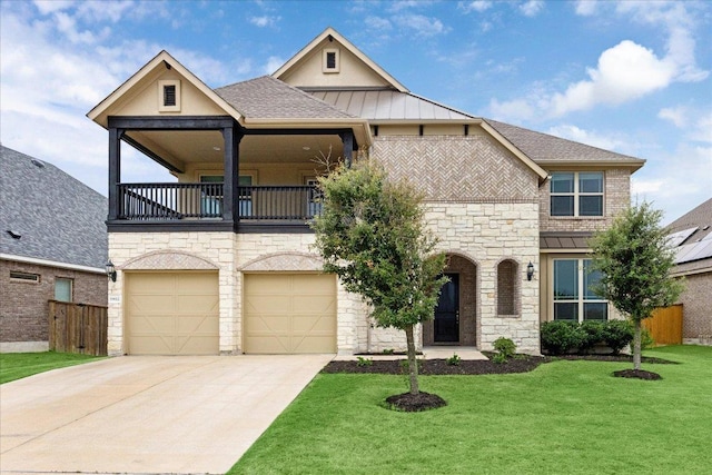 19612 Abigail Way, Pflugerville, TX 78660 - view of front of property featuring a balcony, stone siding, driveway, and a garage
