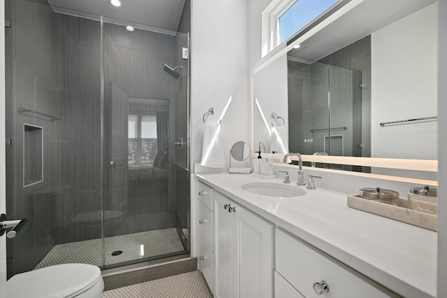 2608 Watkins Way, Austin, TX 78746 - full bathroom featuring vanity and a stall shower