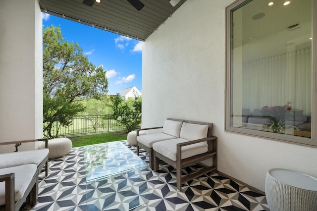 2608 Watkins Way, Austin, TX 78746 - view of patio / terrace featuring a ceiling fan