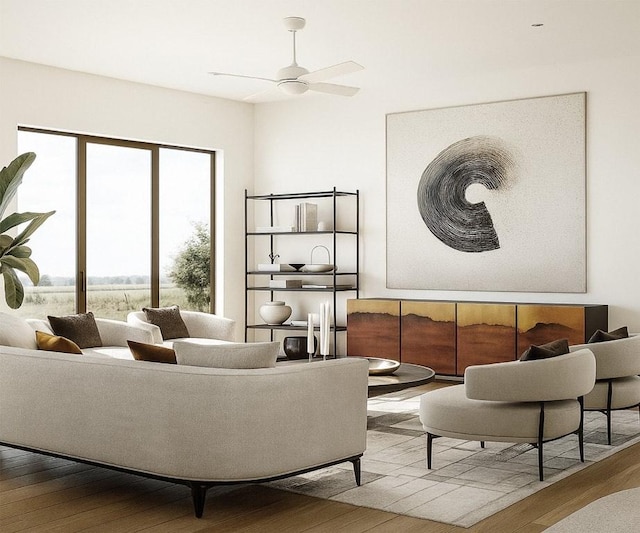 1208 Karen Ave Unit 3, Austin, TX 78757 - living room featuring wood finished floors and a ceiling fan