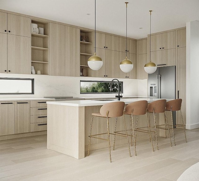 1208 Karen Ave Unit 3, Austin, TX 78757 - kitchen featuring light brown cabinetry, open shelves, modern cabinets, and light countertops
