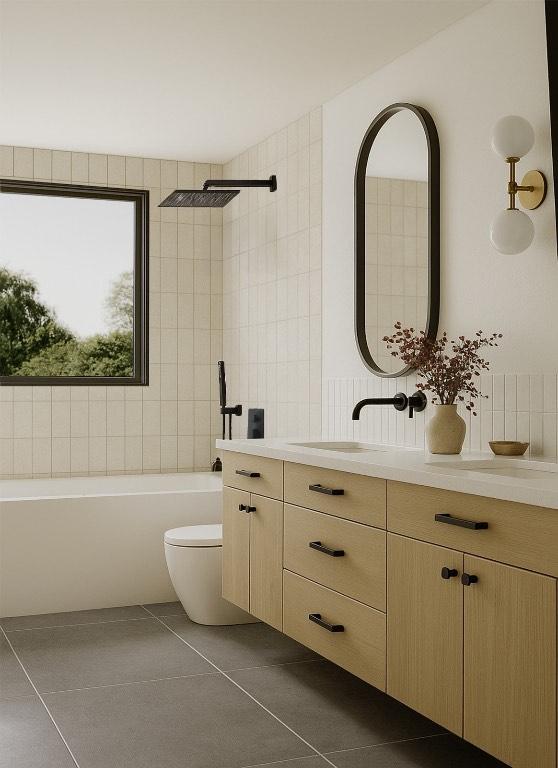 1208 Karen Ave Unit 3, Austin, TX 78757 - bathroom with vanity, tile patterned flooring, and bathing tub / shower combination