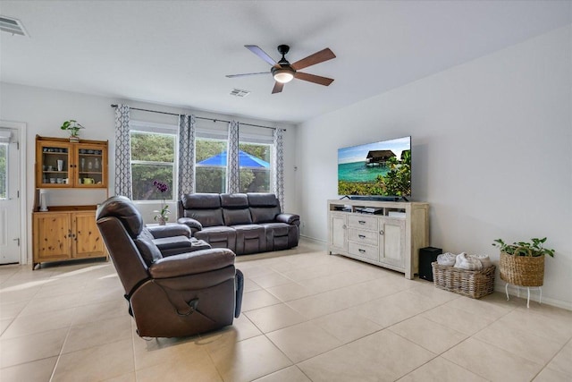 229 Mary Max Cir, San Marcos, TX 78666 - living area with a ceiling fan and light tile patterned floors