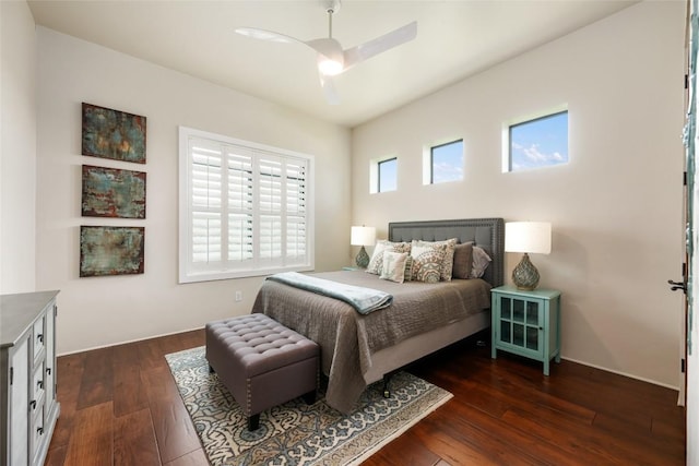 1404 Hurst Creek Rd, Austin, TX 78734 - bedroom with dark wood-style flooring and a ceiling fan