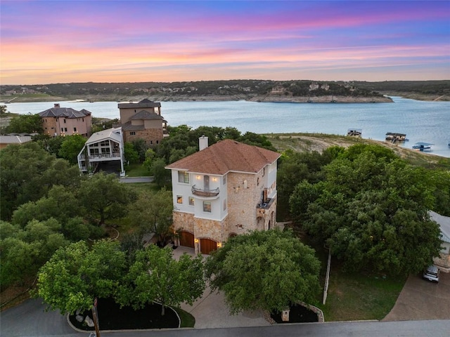 1404 Hurst Creek Rd, Austin, TX 78734 - aerial view at dusk of a water view