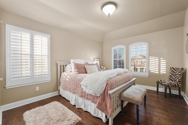 11208 Woodland Hills Trl, Austin, TX 78732 - bedroom featuring dark wood-style floors and lofted ceiling