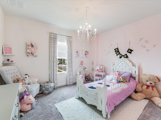 6701 Denia Dr, Austin, TX 78739 - bedroom with carpet and a chandelier