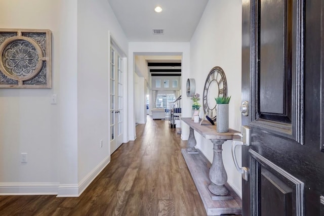 6701 Denia Dr, Austin, TX 78739 - entryway featuring dark wood finished floors