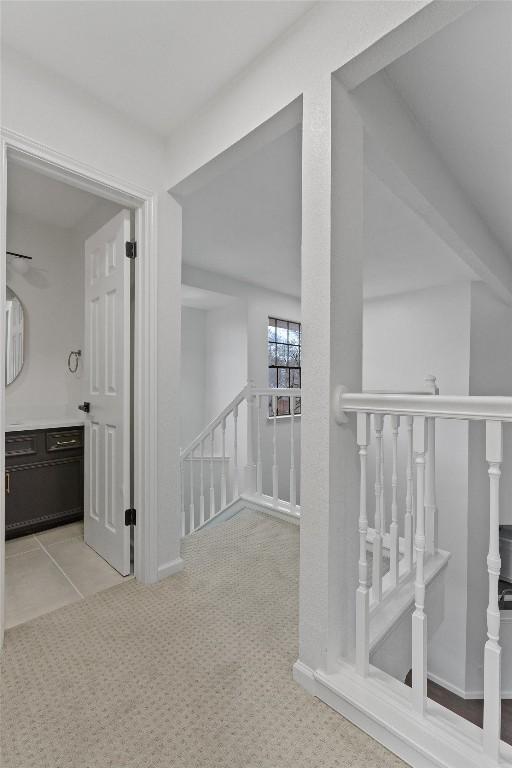 7401 Whistlestop Dr, Austin, TX 78749 - hall with an upstairs landing and baseboards