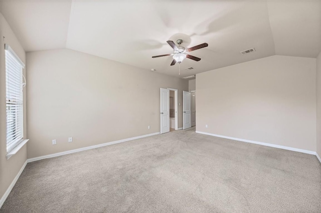 4019 Brookhaven Dr, Temple, TX 76504 - empty room featuring vaulted ceiling, light colored carpet, and ceiling fan
