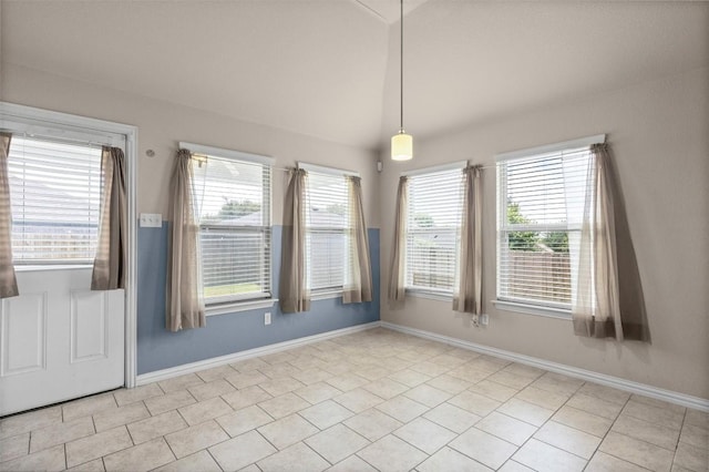 4019 Brookhaven Dr, Temple, TX 76504 - unfurnished dining area with light tile patterned floors and lofted ceiling