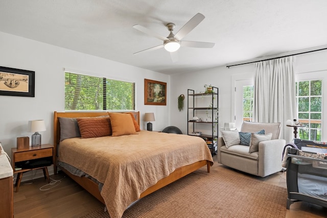 703 Stagecoach Trl, San Marcos, TX 78666 - bedroom featuring light wood-type flooring and ceiling fan