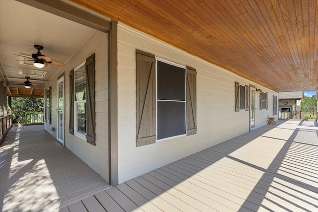 111 Lazy Trail Ct, Liberty Hill, TX 78642 - wooden porch featuring ceiling fan