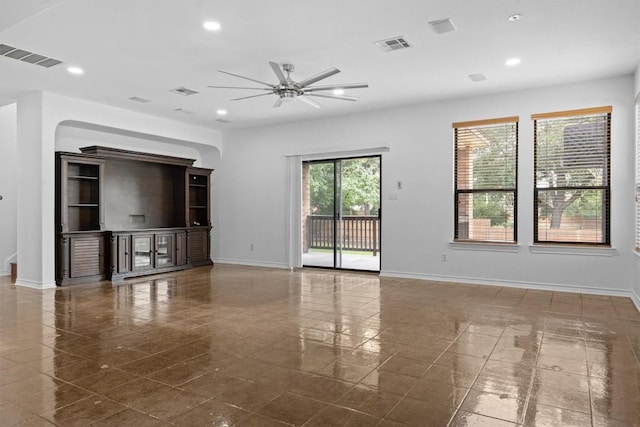 605 Whistlers Walk Trl, Cedar Park, TX 78613 - unfurnished living room featuring a ceiling fan and recessed lighting